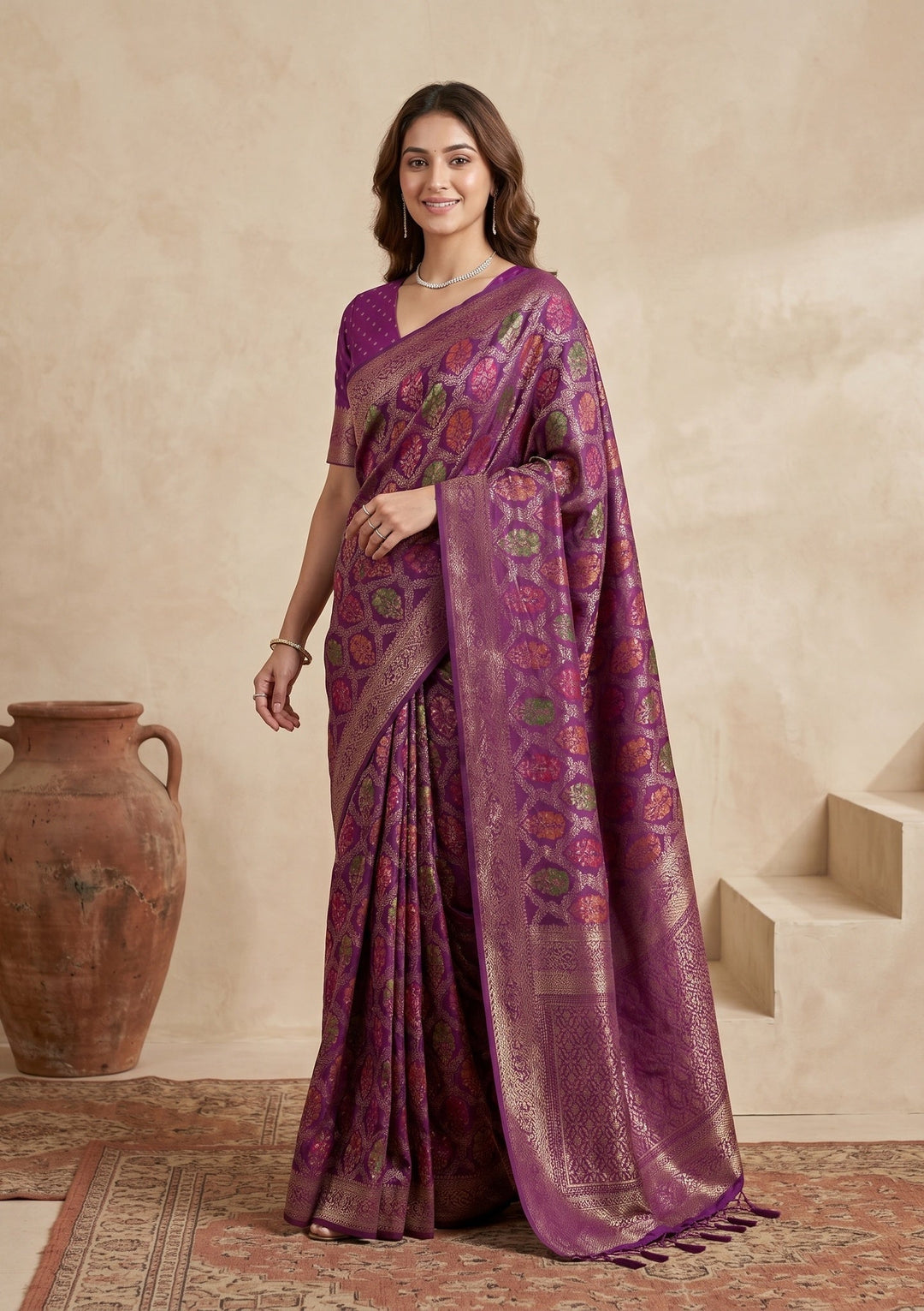 Purple Banarasi Art Silk Saree