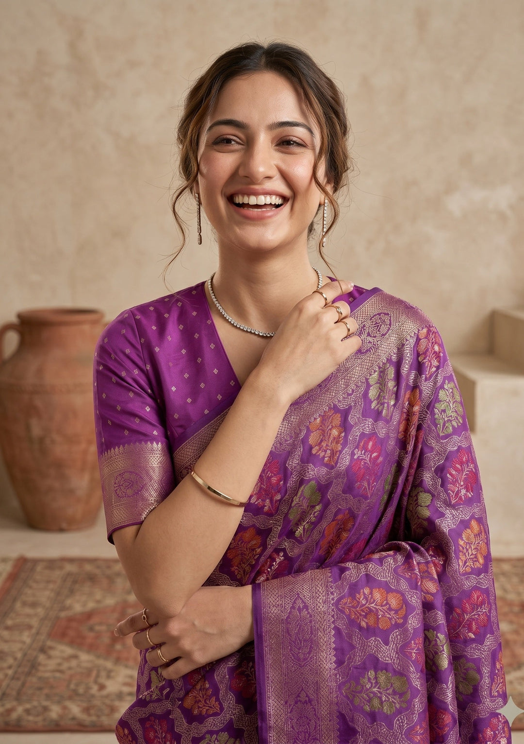 Purple Banarasi Art Silk Saree