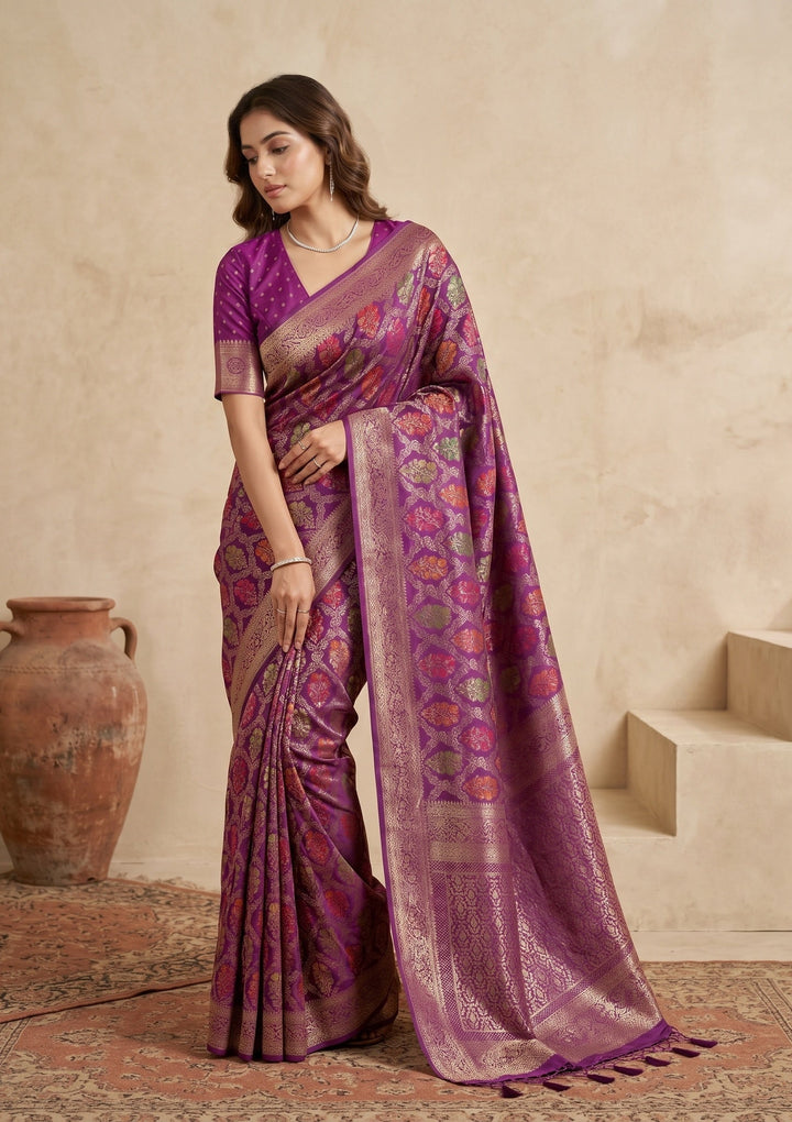 Purple Banarasi Art Silk Saree