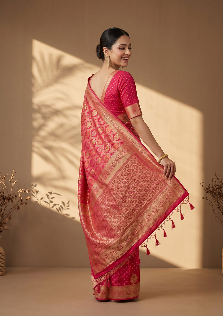 Rani Pink Banarasi Art Silk Saree