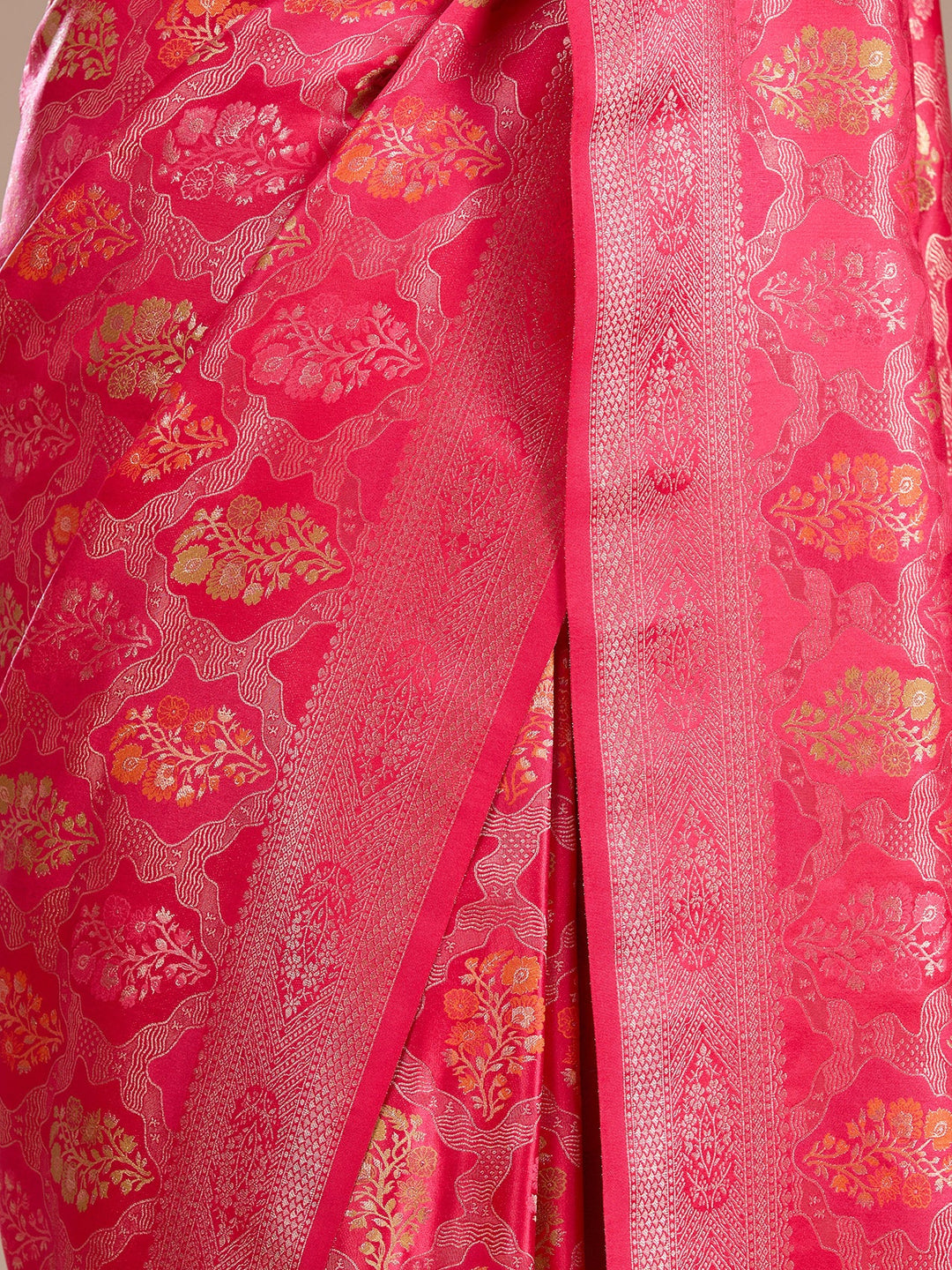 Rani Pink Banarasi Art Silk Saree