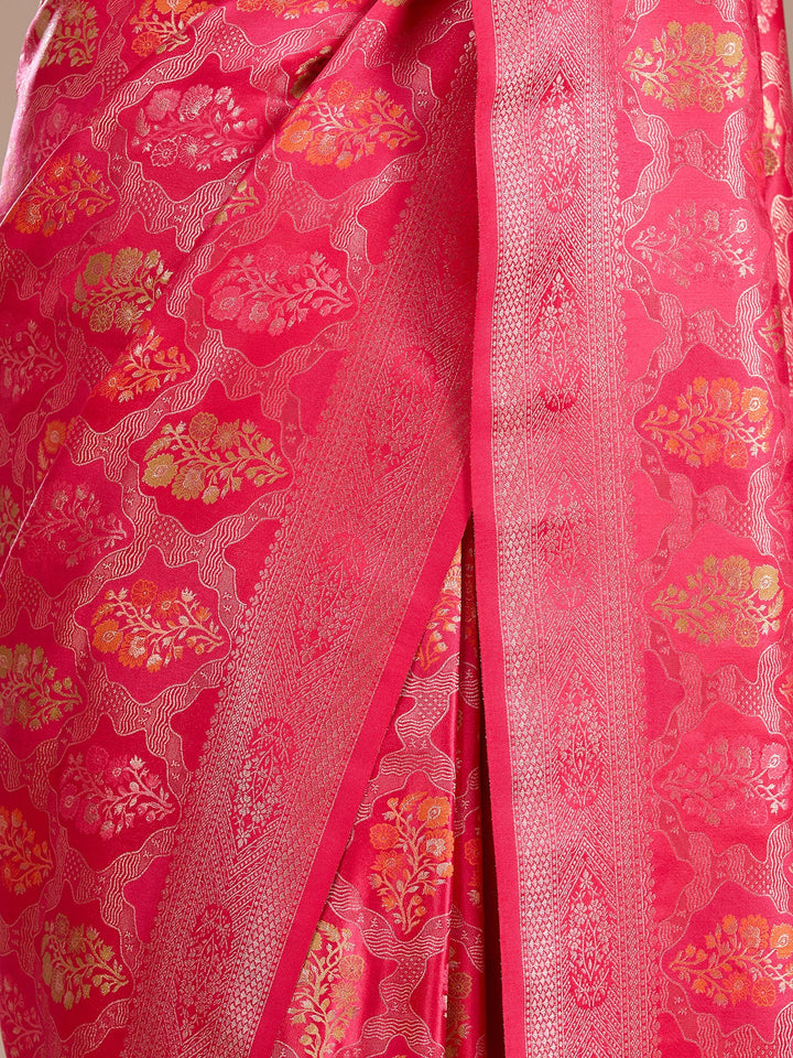 Rani Pink Banarasi Art Silk Saree