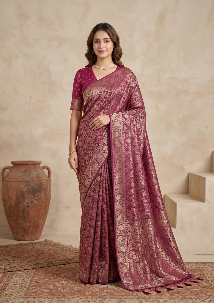 Wine Patola Art Silk Saree