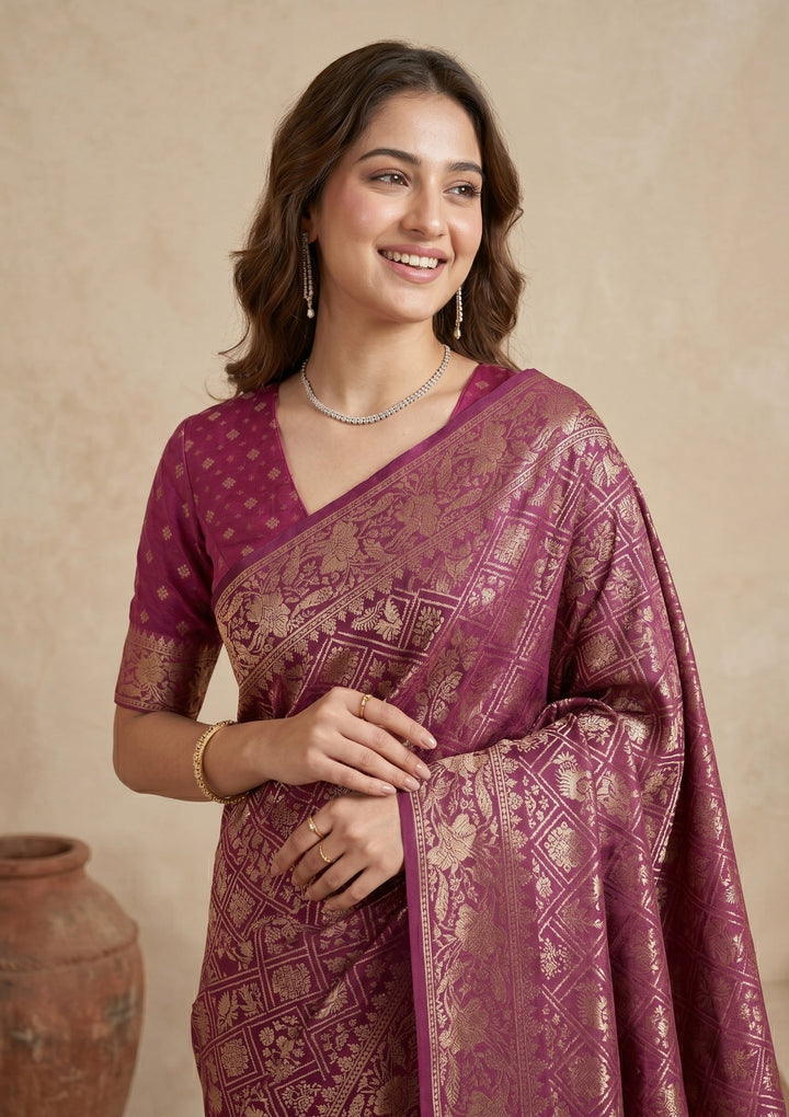 Wine Patola Art Silk Saree