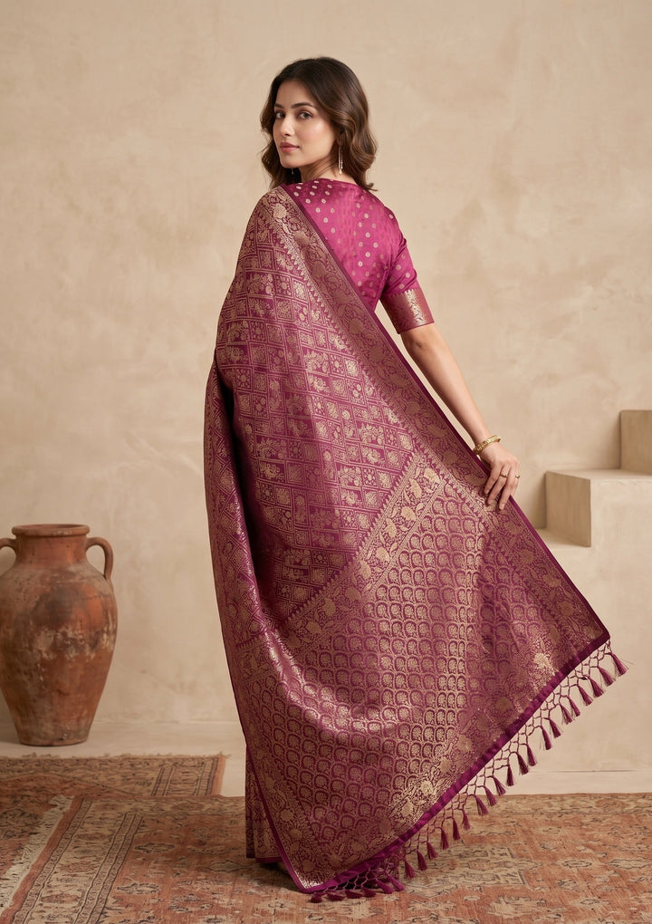 Wine Patola Art Silk Saree