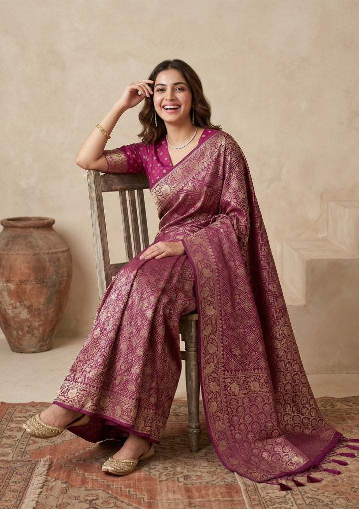 Wine Patola Art Silk Saree