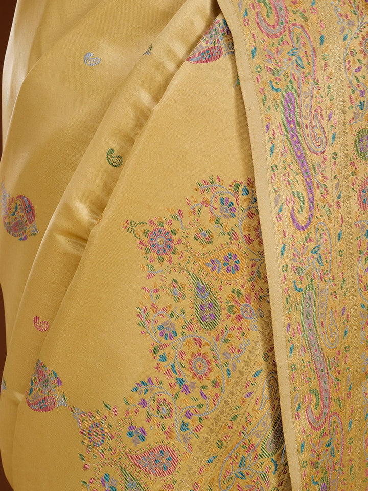 Gold Silk Buti Saree With Matching Blouse Piece