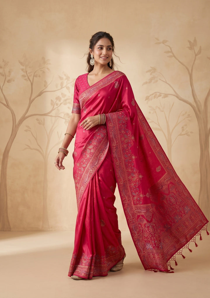 Rani Pink Kanjivaram Art Silk Saree