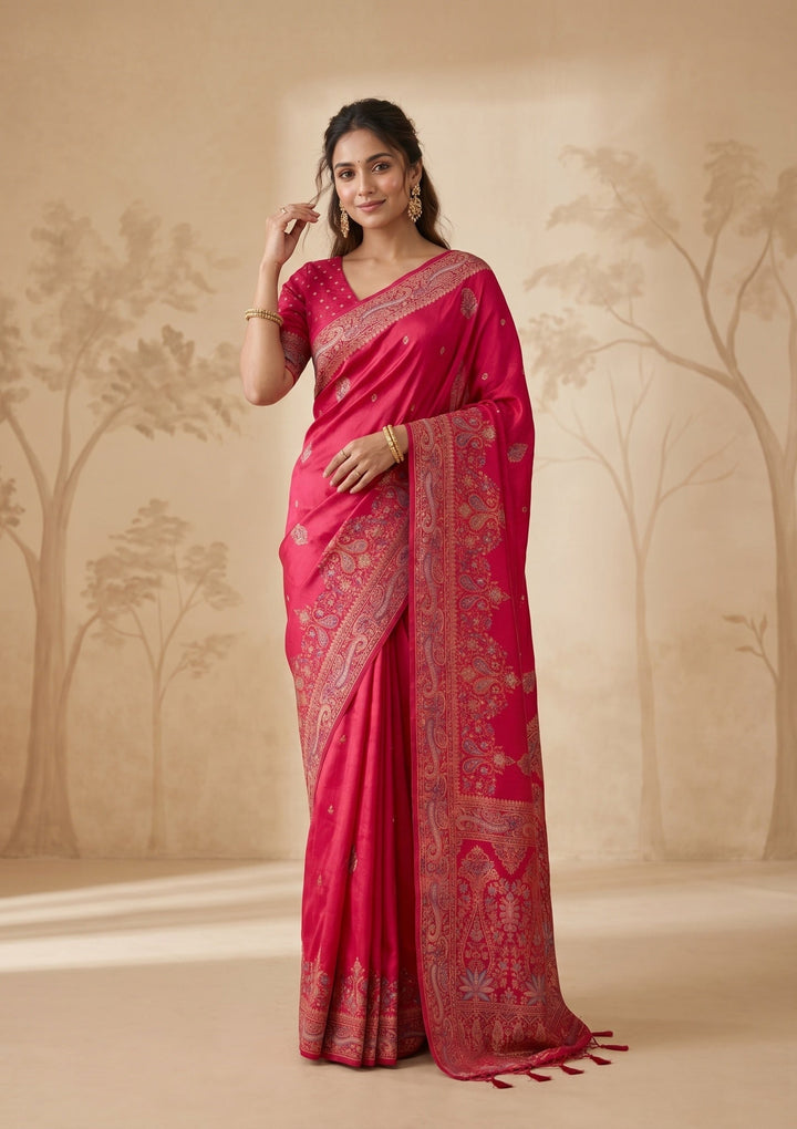 Rani Pink Kanjivaram Art Silk Saree