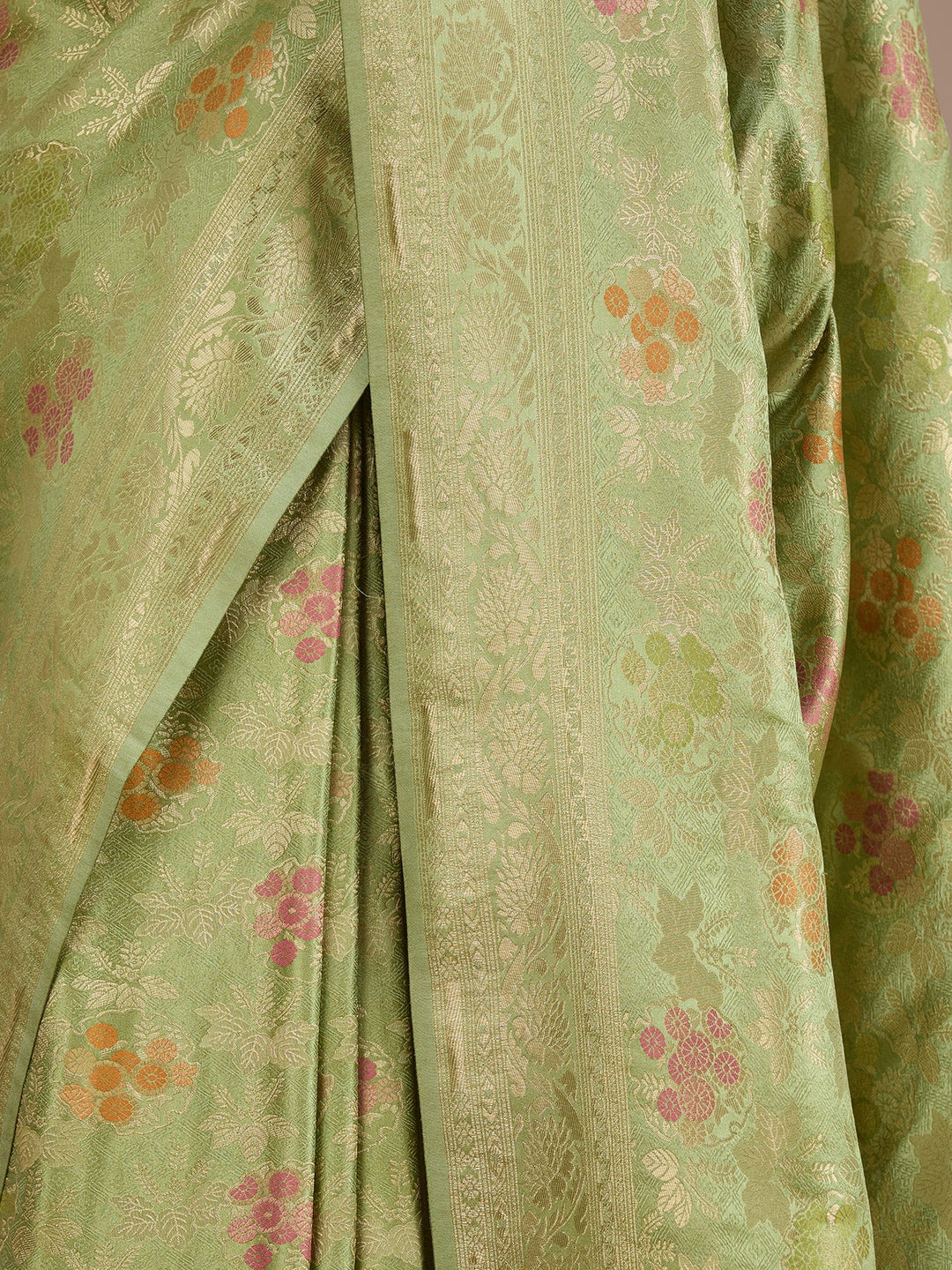 Parrot Green Banarasi Art Silk Saree