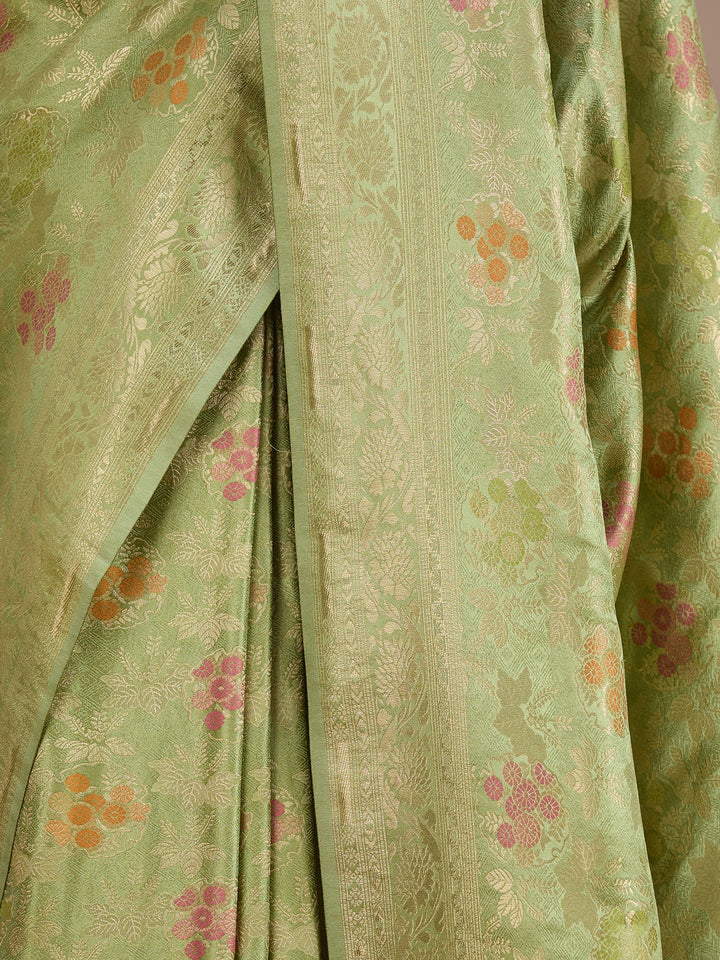 Parrot Green Banarasi Art Silk Saree