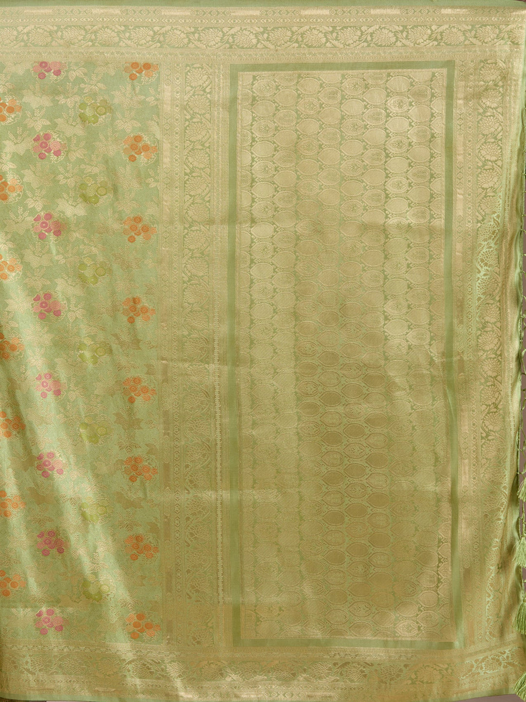 Parrot Green Banarasi Art Silk Saree