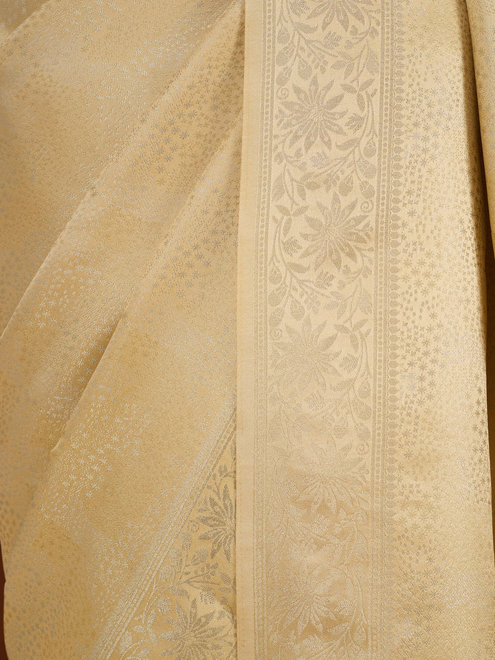 Gold Silk Jaal Saree With Matching Blouse Piece