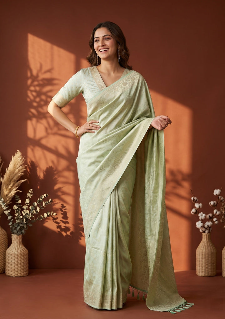 Pista Green Banarasi Art Silk Saree