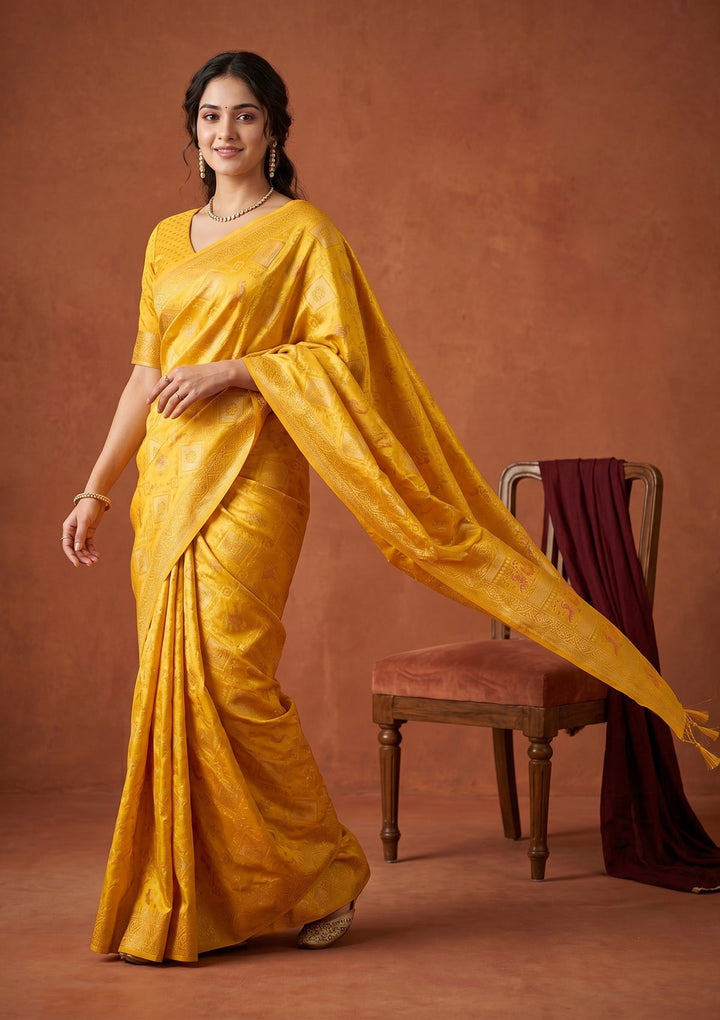 Yellow Patola Art Silk Saree