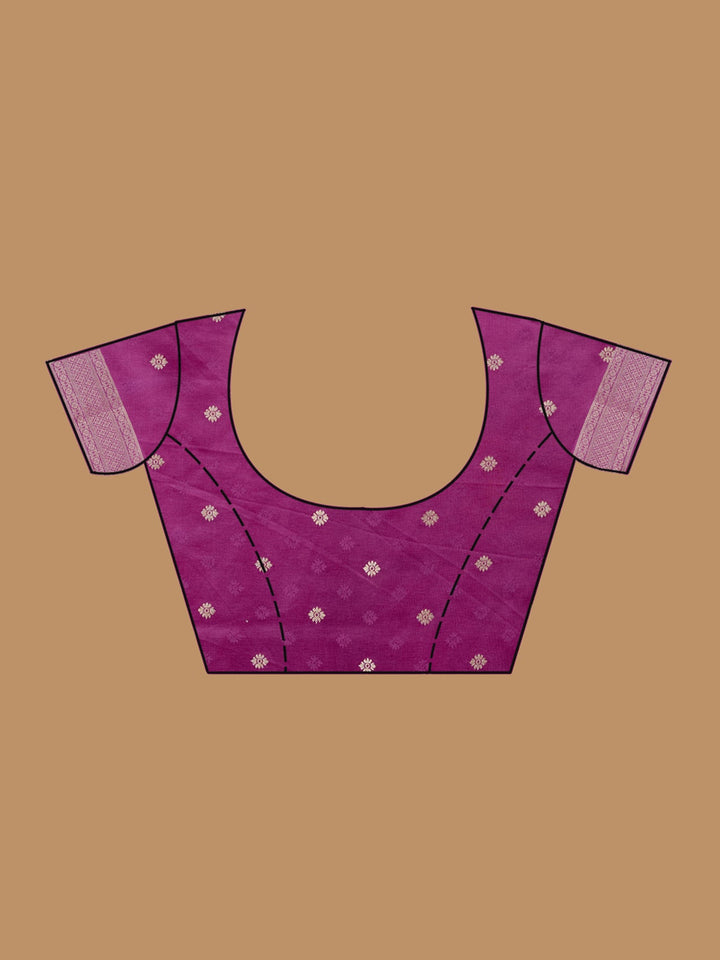 Purple Silk Jaal Saree With Matching Blouse Piece