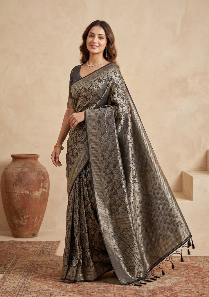 Black Banarasi Art Silk Saree
