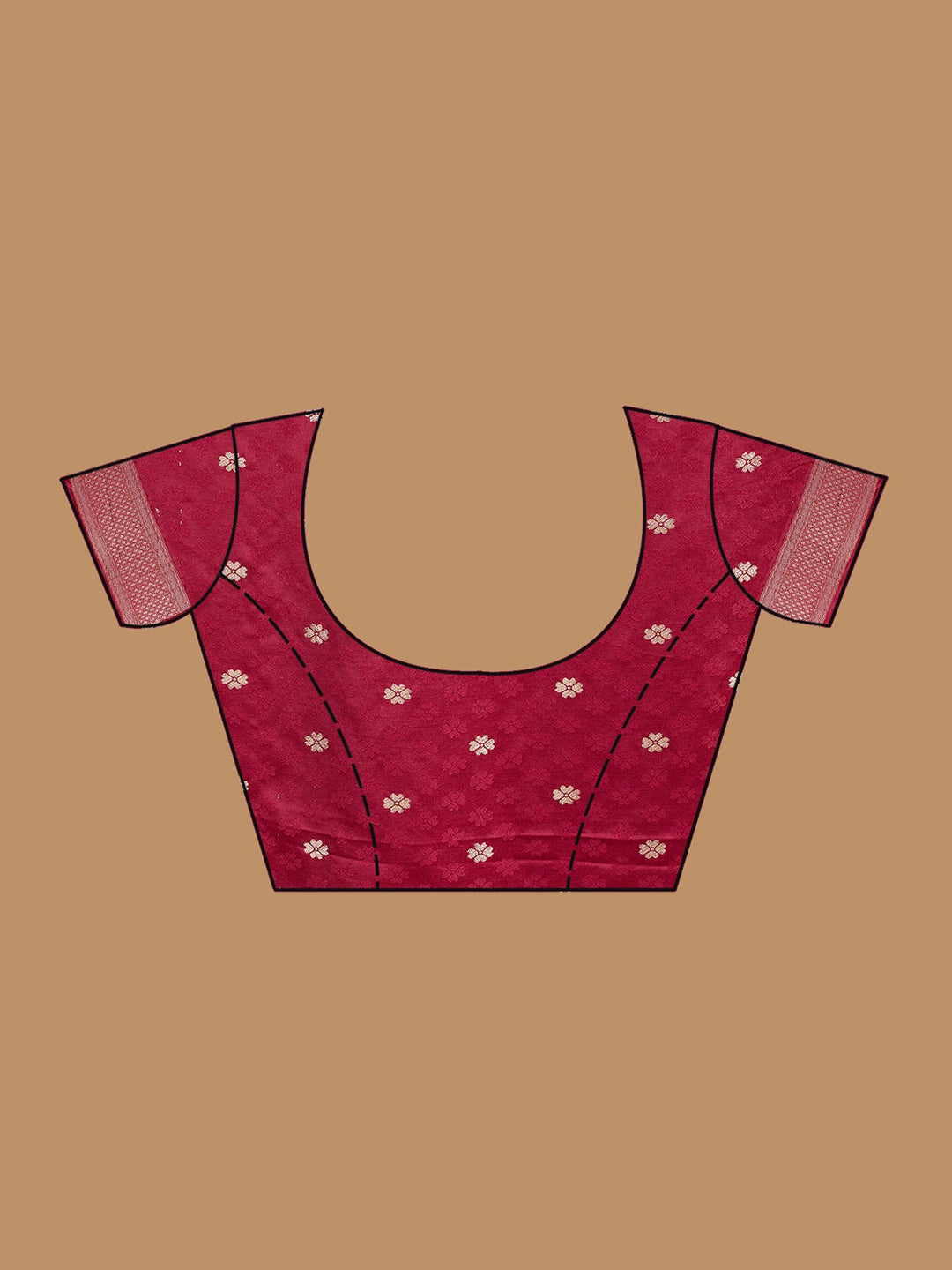Maroon Silk Jaal Saree With Matching Blouse Piece