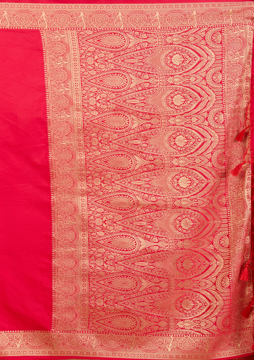 Rani Pink Satin Plain Saree With Matching Blouse Piece