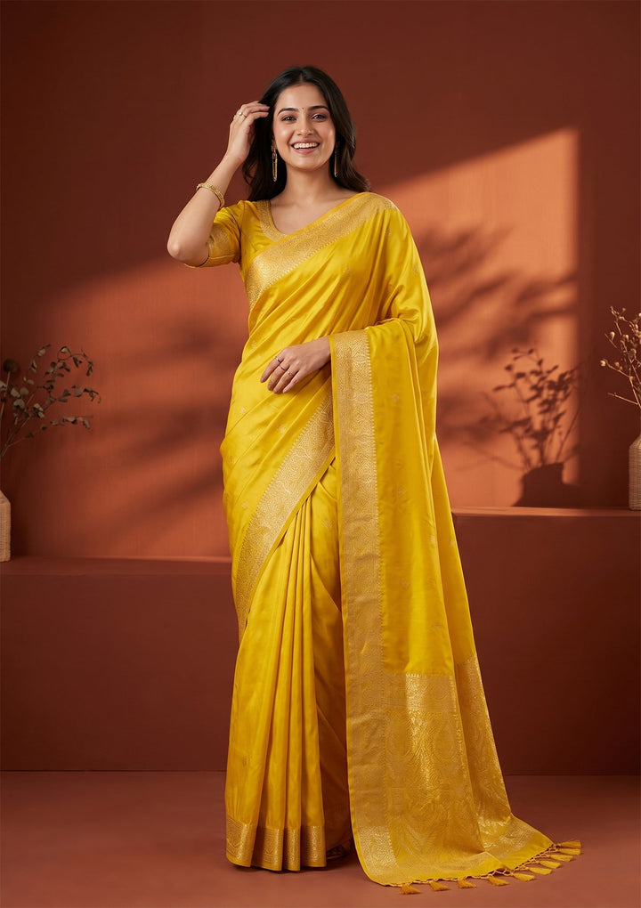 Yellow Banarasi Art Silk Saree