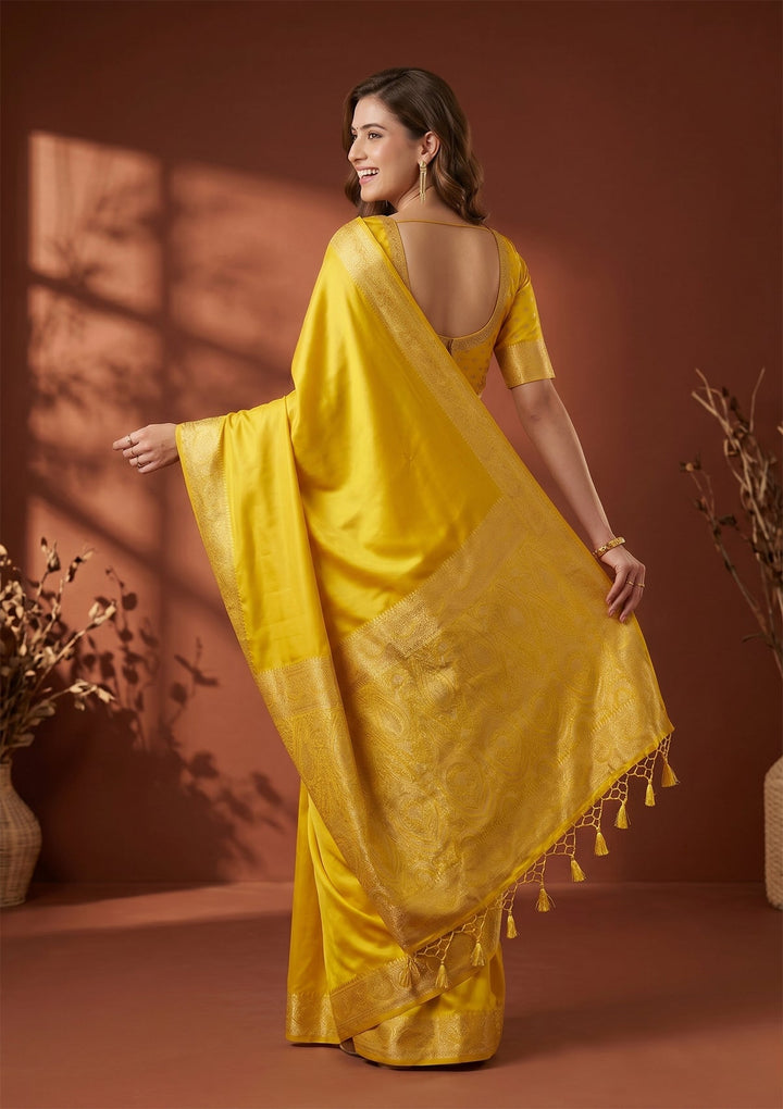 Yellow Banarasi Art Silk Saree