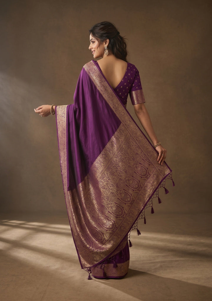 Purple Banarasi Art Silk Saree