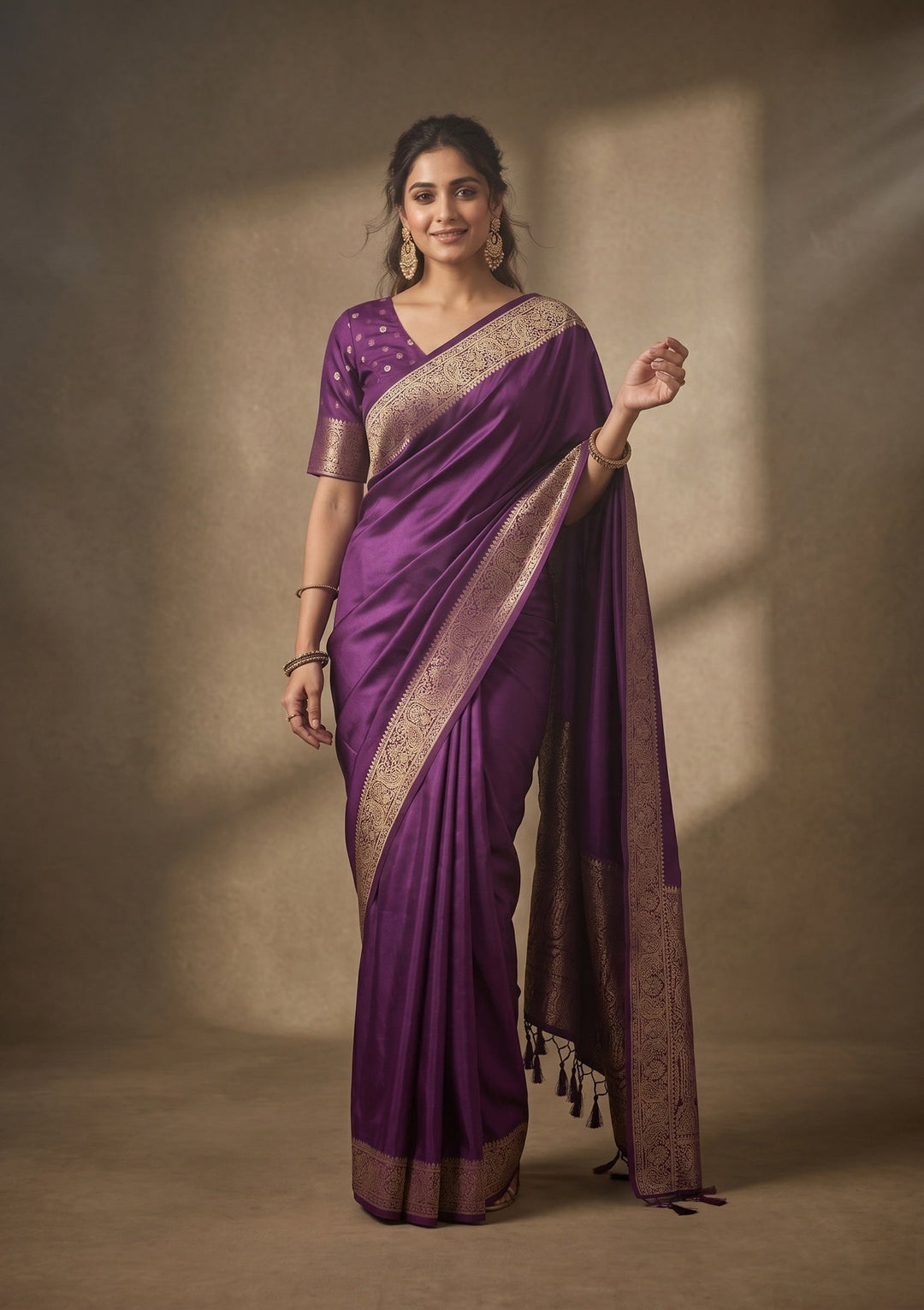 Purple Banarasi Art Silk Saree