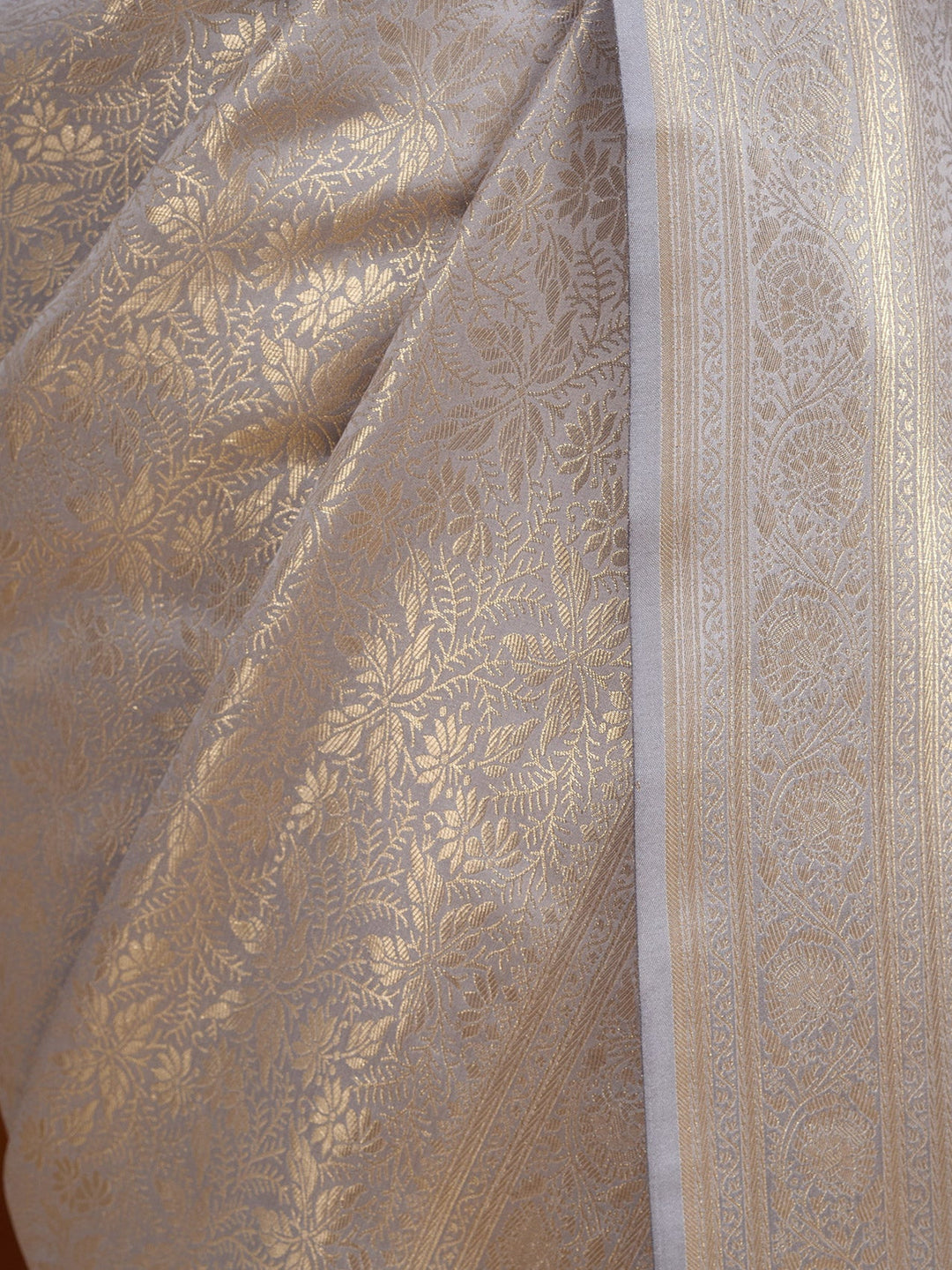 Light Grey Silk Jaal Saree With Matching Blouse Piece