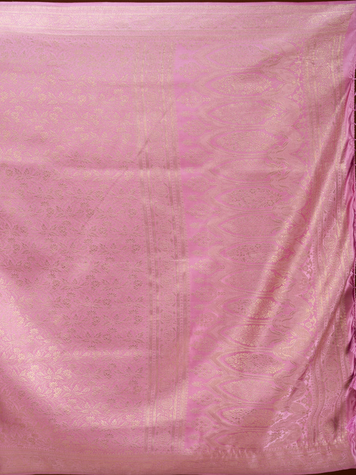 Onion Pink Silk Jaal Saree With Matching Blouse Piece