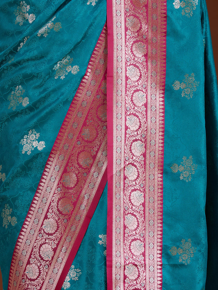 Peacock Blue Banarasi Art Silk Saree