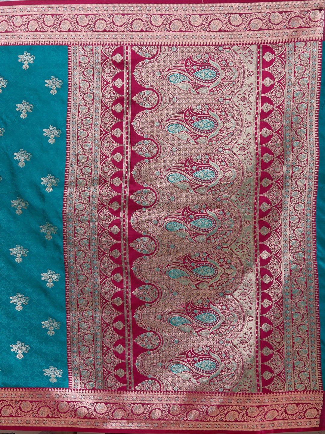 Peacock Blue Banarasi Art Silk Saree