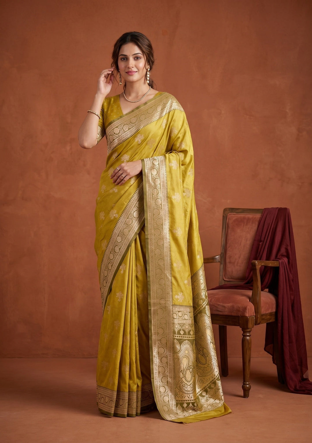 Yellow Banarasi Art Silk Saree