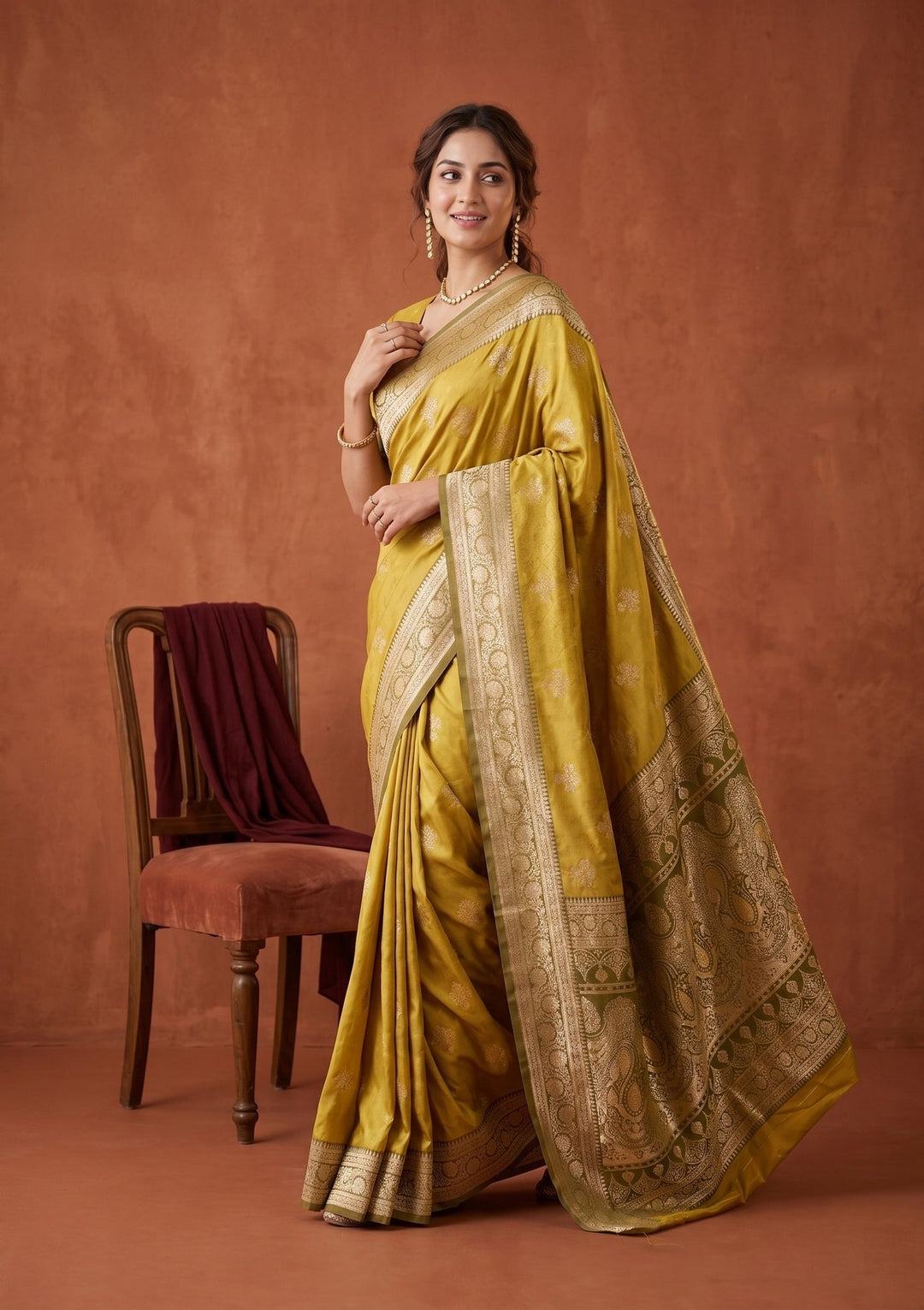 Yellow Banarasi Art Silk Saree