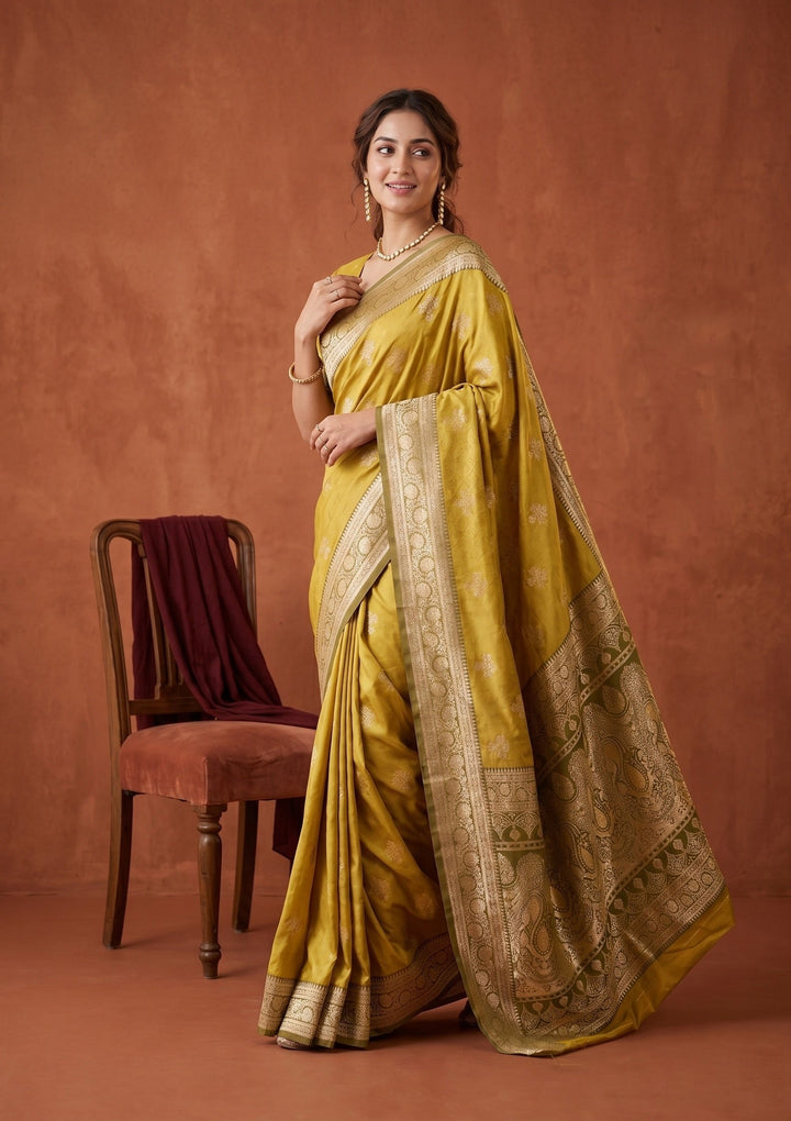 Yellow Banarasi Art Silk Saree