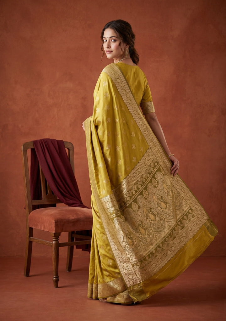 Yellow Banarasi Art Silk Saree