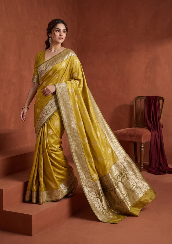 Yellow Banarasi Art Silk Saree