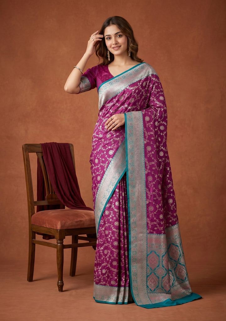 Purple Banarasi Art Silk Saree