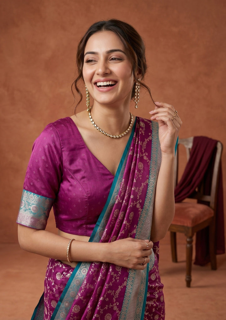Purple Banarasi Art Silk Saree