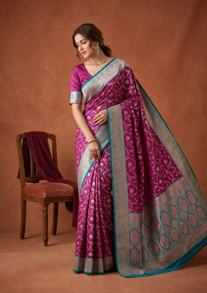 Purple Banarasi Art Silk Saree
