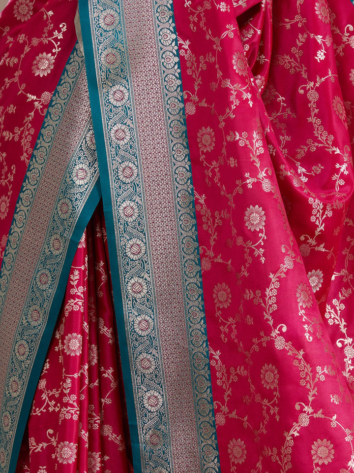 Rani Pink Banarasi Art Silk Saree