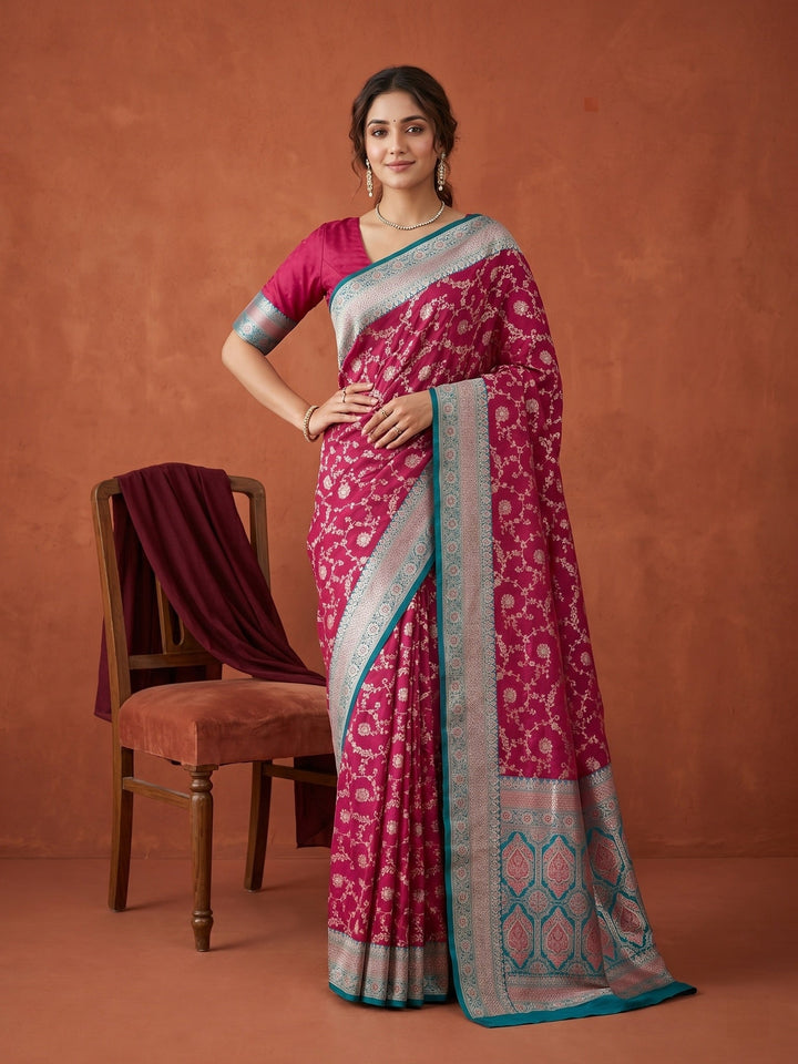 Rani Pink Banarasi Art Silk Saree