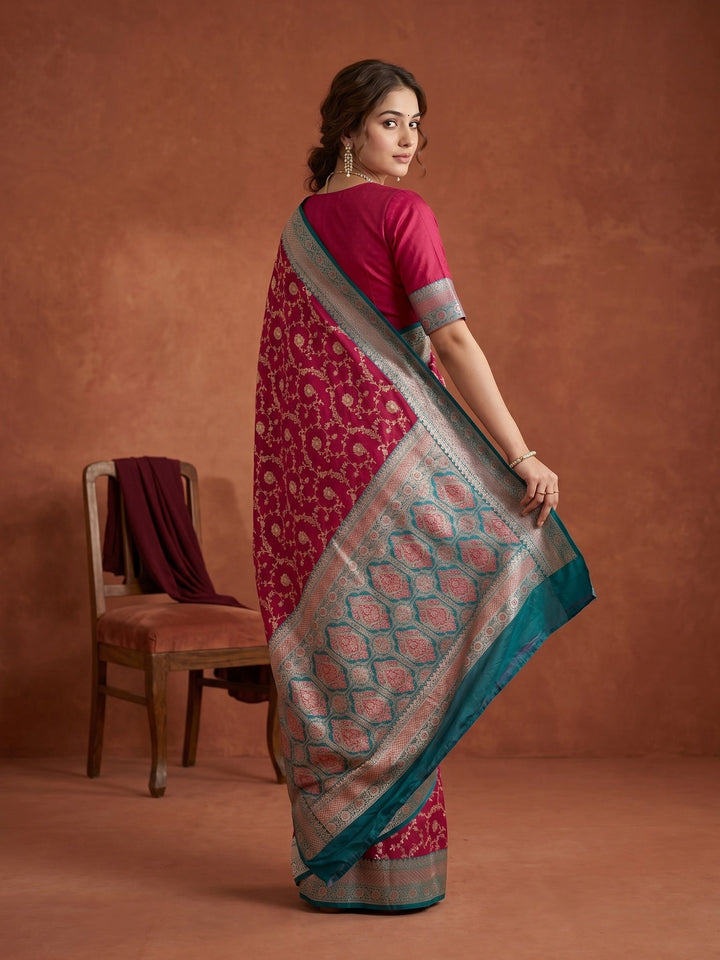 Rani Pink Banarasi Art Silk Saree