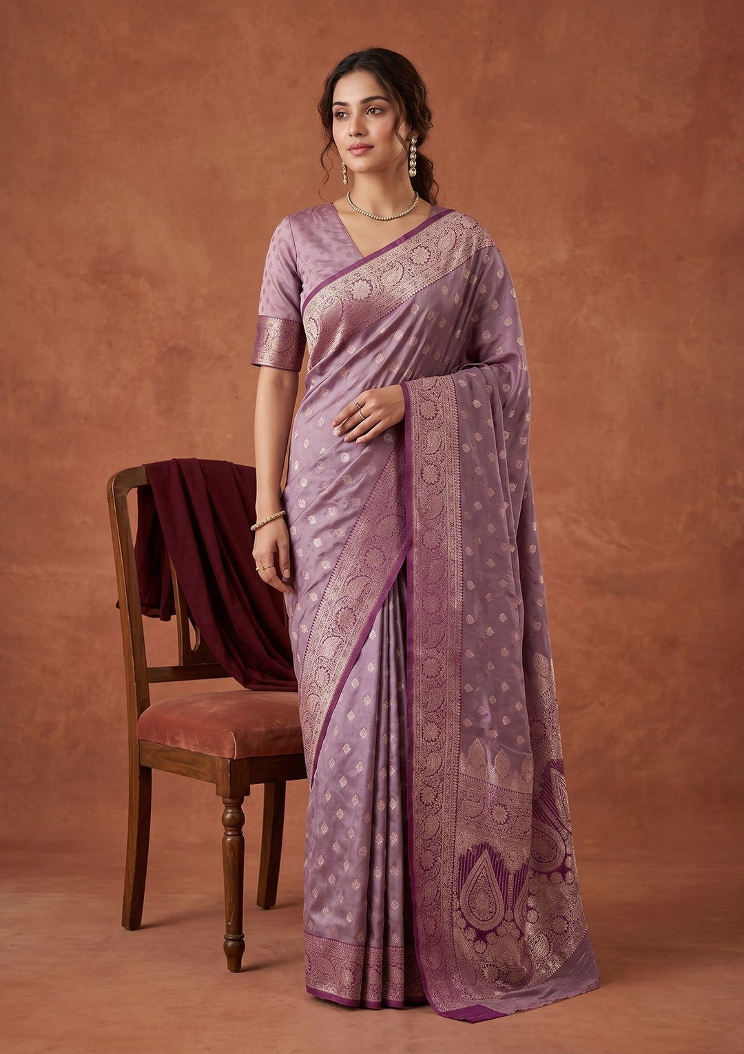 Lavender Banarasi Art Silk Saree