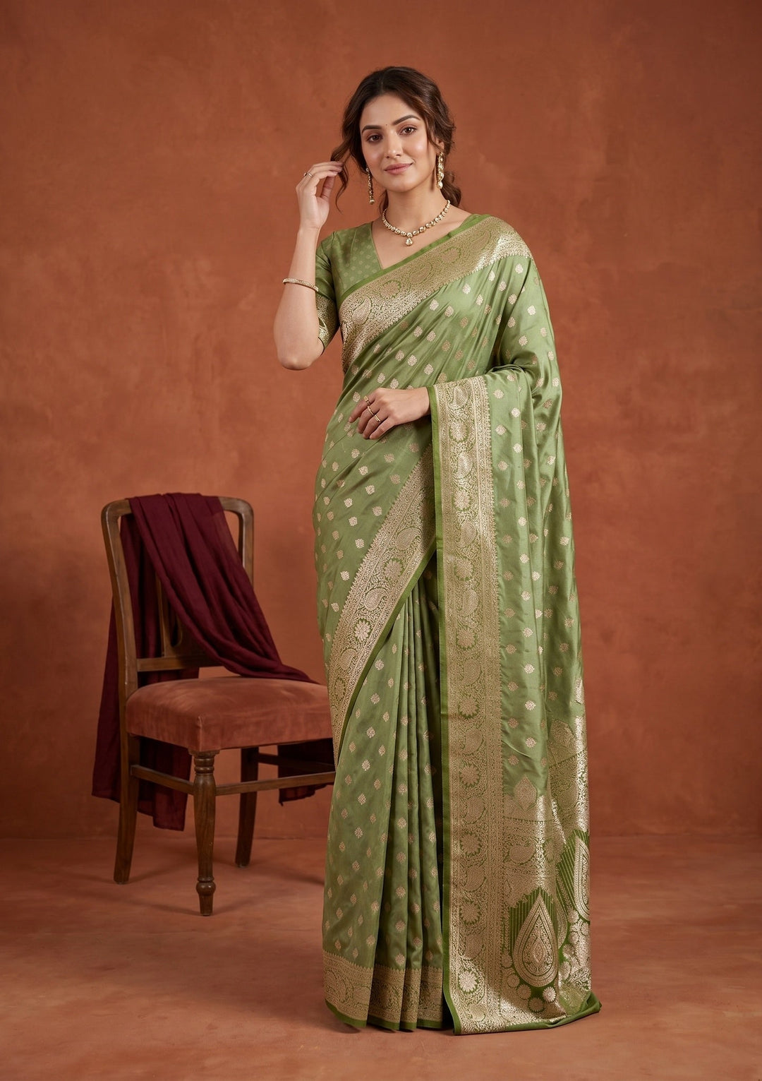 Pista Green Banarasi Art Silk Saree