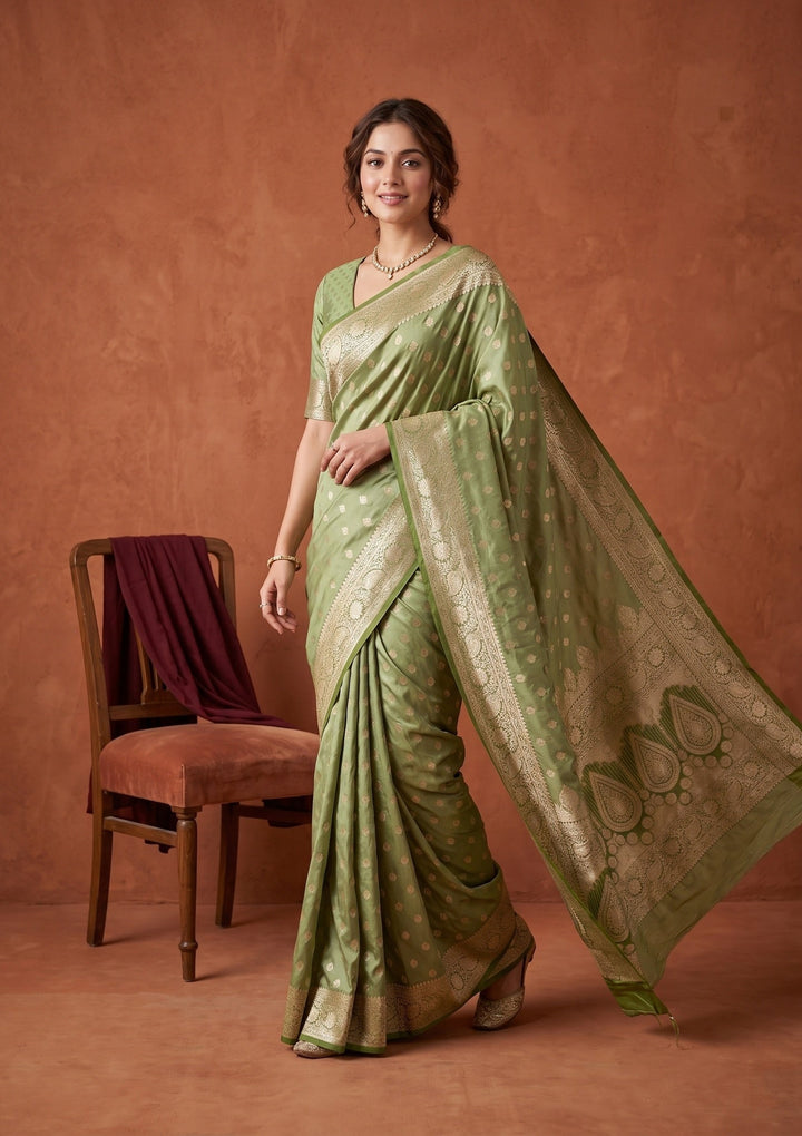 Pista Green Banarasi Art Silk Saree