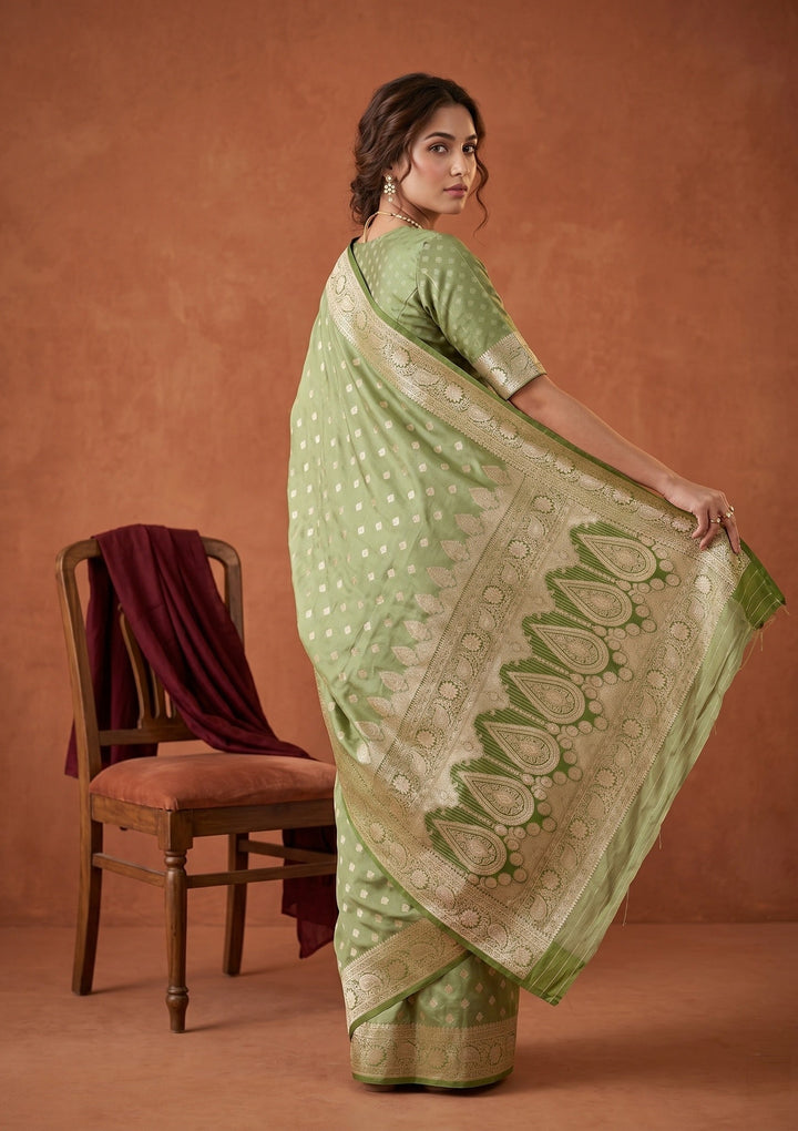 Pista Green Banarasi Art Silk Saree