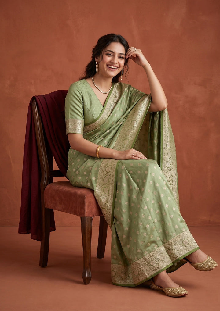 Pista Green Banarasi Art Silk Saree