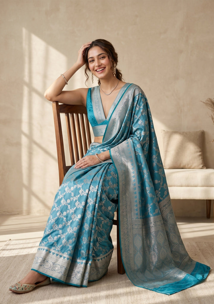 Sky Blue Banarasi Art Silk Saree