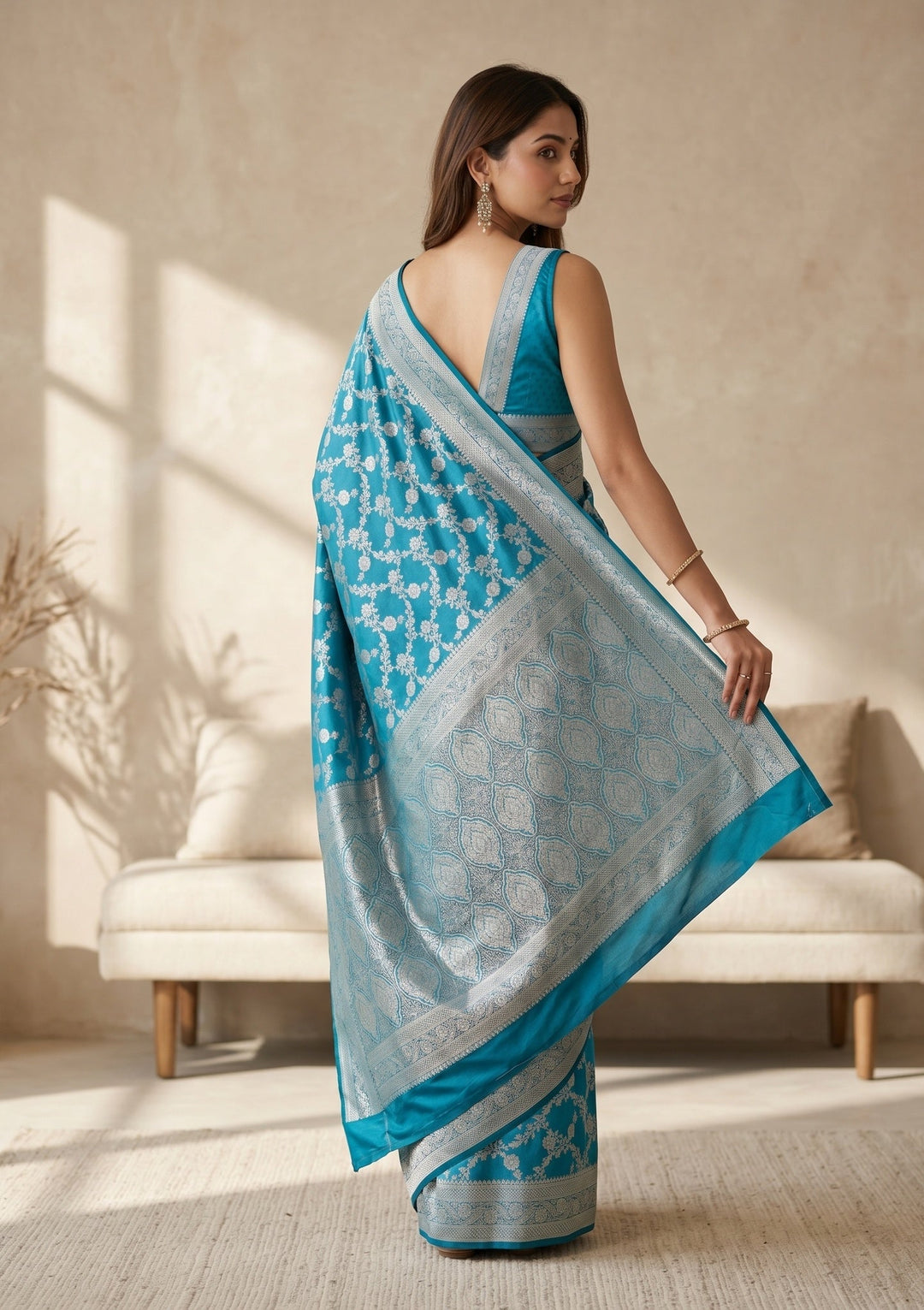 Sky Blue Banarasi Art Silk Saree