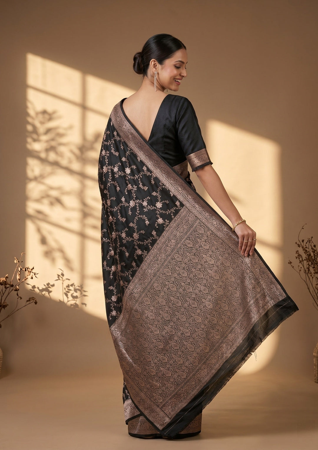 Black Banarasi Art Silk Saree